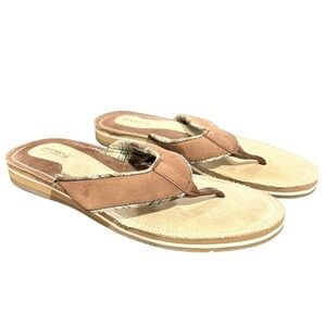 SPERRY Topsider Thong Sandals Leather and Suede Plaid Inside VGC Women’s Size 8